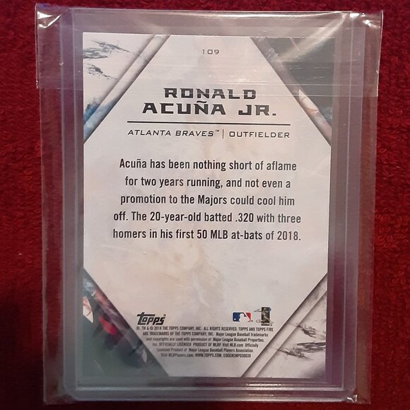 Ronald Acuna Jr. – Rookie Card - 2018 Topps Fire – Card No. 109 - Picture 2 of 2